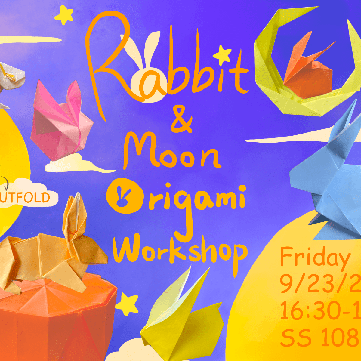 Origami Workshop: Rabbits 🐰and rabbits🐇 and mooncakes🌙 under the&nbsp;moon